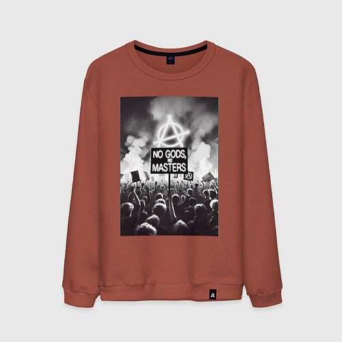 Мужской свитшот Anarchy - motto / Кирпичный – фото 1