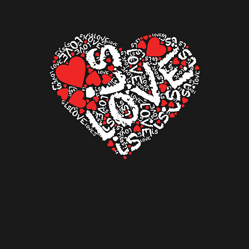 Мужской свитшот Love is - text drawing / Черный – фото 3