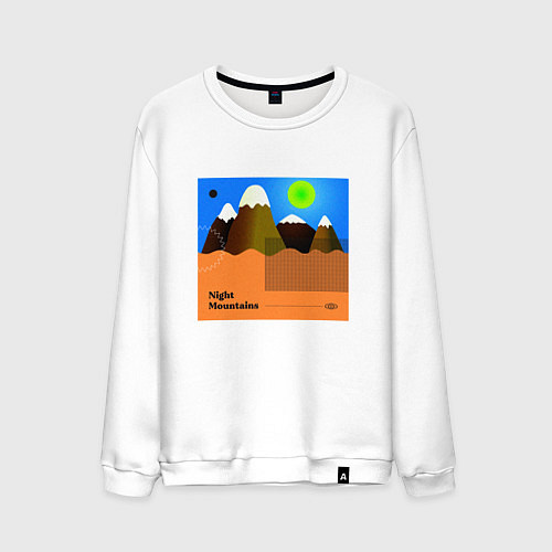 Мужской свитшот Ночные горы / Белый – фото 1