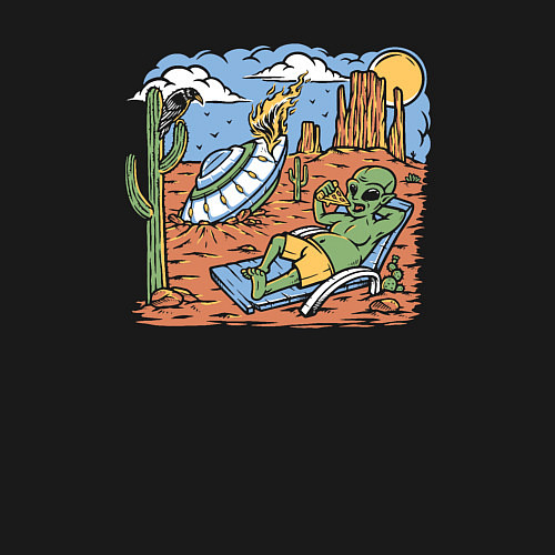 Мужской свитшот Пришелец в пустыне / Черный – фото 3