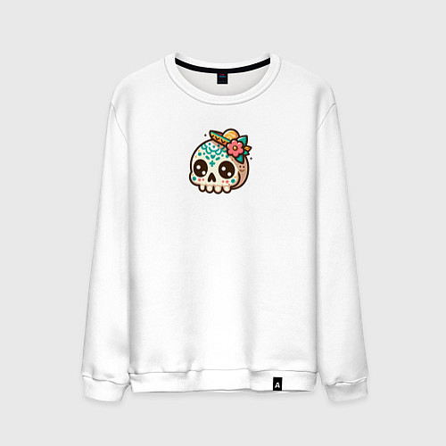 Мужской свитшот Череп в сомбреро / Белый – фото 1