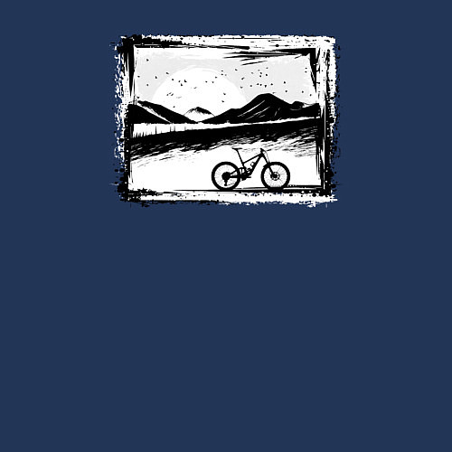 Мужской свитшот Птицы, горы и байк / Тёмно-синий – фото 3