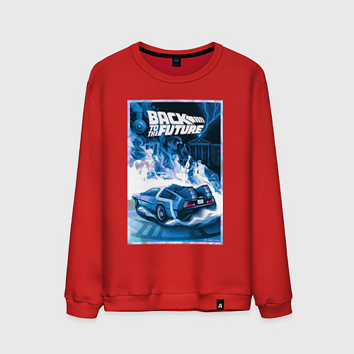 Мужской свитшот Назад в будущее - делориан / Красный – фото 1