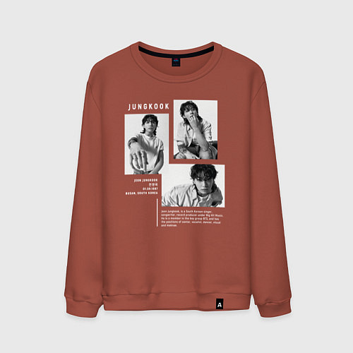Мужской свитшот Jungkook bts black-white / Кирпичный – фото 1