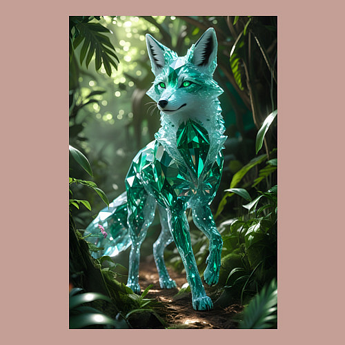 Мужской свитшот Кристальный волк в джунглях / Пыльно-розовый – фото 3