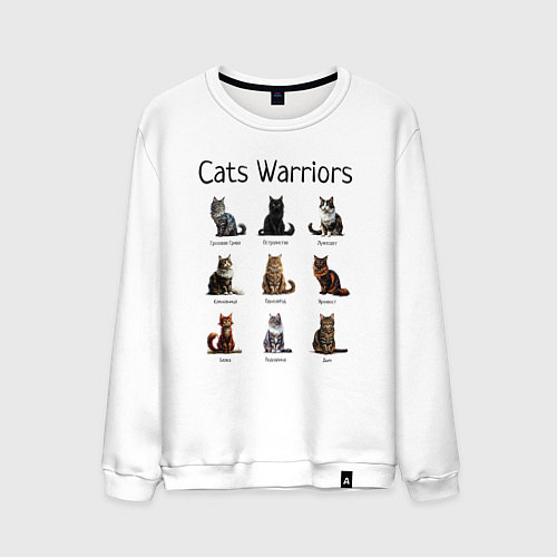 Мужской свитшот Коты воители / Белый – фото 1