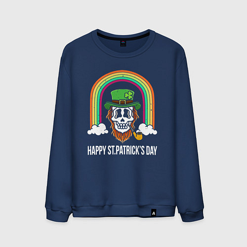 Мужской свитшот Happy St Patricks day - skull / Тёмно-синий – фото 1