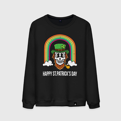 Мужской свитшот Happy St Patricks day - skull / Черный – фото 1