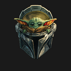 Свитшот хлопковый мужской Малыш Грогу в шлеме Мандалорец, цвет: черный — фото 2