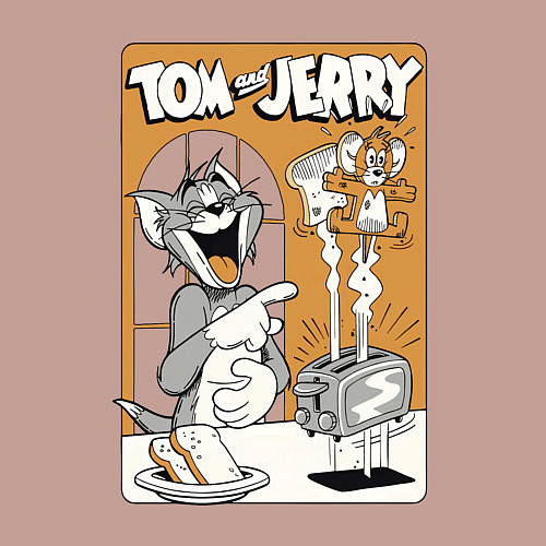 Мужской свитшот Том и Джерри - тосты / Пыльно-розовый – фото 3