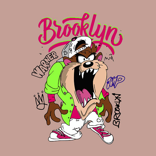 Мужской свитшот Тасманский дьявол - Taz / Пыльно-розовый – фото 3