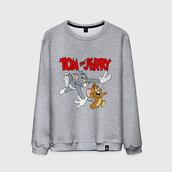 Свитшот хлопковый мужской Том и Джерри - погоня, цвет: меланж