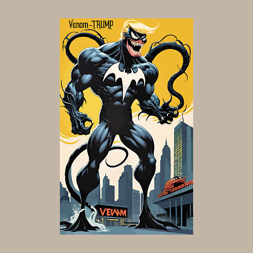 Мужской свитшот Trump-Venom superhero - ai art fantasy / Миндальный – фото 3