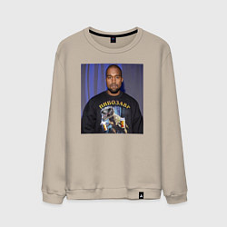 Свитшот хлопковый мужской Канье Уэст пивозавр, цвет: миндальный