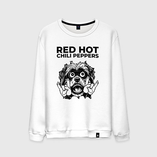 Мужской свитшот Red Hot Chili Peppers - rock dog / Белый – фото 1