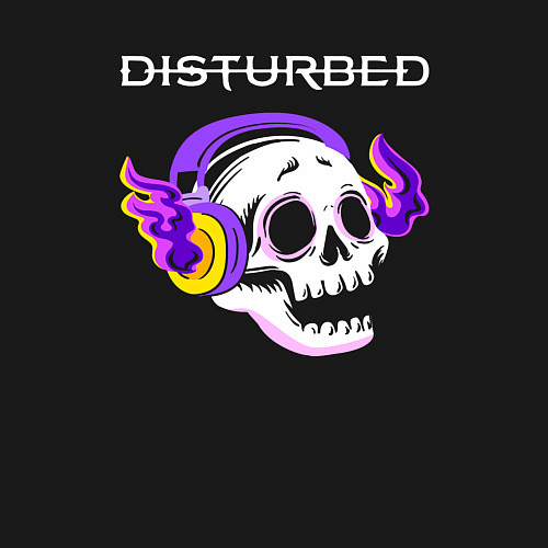 Мужской свитшот Disturbed - неоновый череп / Черный – фото 3