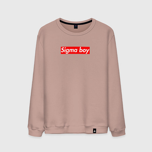 Мужской свитшот Сигма бой supreme style из песни мерч - тик-ток ме / Пыльно-розовый – фото 1