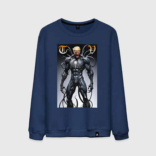 Мужской свитшот Venom-Trump collaboration - ai art fantasy / Тёмно-синий – фото 1