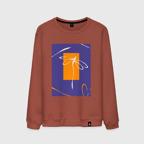 Мужской свитшот Силуэт стрекозы-коллаж / Кирпичный – фото 1