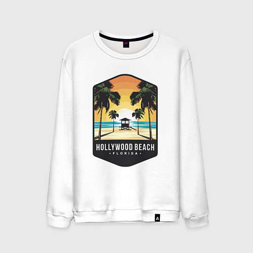 Мужской свитшот Пляж Голливуда / Белый – фото 1