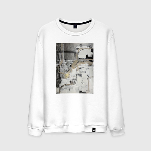 Мужской свитшот Черно-бежевая абстракция / Белый – фото 1