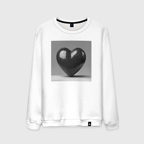 Мужской свитшот Большое чёрное сердце / Белый – фото 1