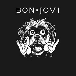 Свитшот хлопковый мужской Bon Jovi rock dog, цвет: черный — фото 2