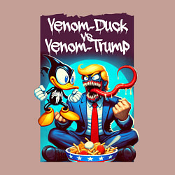 Свитшот хлопковый мужской Venom-Duck vs Venom-Trump, цвет: пыльно-розовый — фото 2