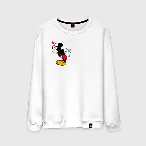 Мужской свитшот Микки Маус поцелуй - парные мышки / Белый – фото 1
