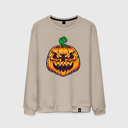 Свитшот хлопковый мужской Halloween pumpkin, цвет: миндальный