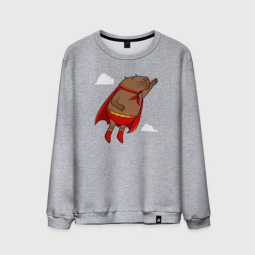 Мужской свитшот Капибара супергерой / Меланж – фото 1