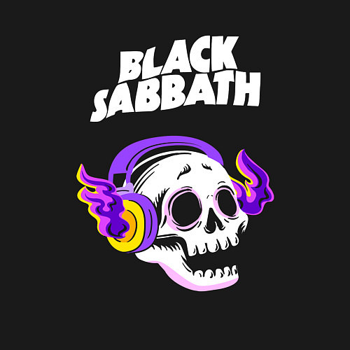Мужской свитшот Black Sabbath - неоновый череп / Черный – фото 3