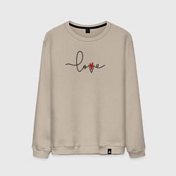 Свитшот хлопковый мужской Надпись love с сердцем, цвет: миндальный