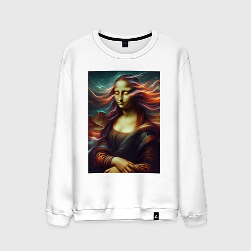 Мужской свитшот Мона Лиза закрыла глаза / Белый – фото 1
