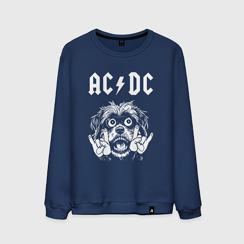 Мужской свитшот AC DC rock dog / Тёмно-синий – фото 1