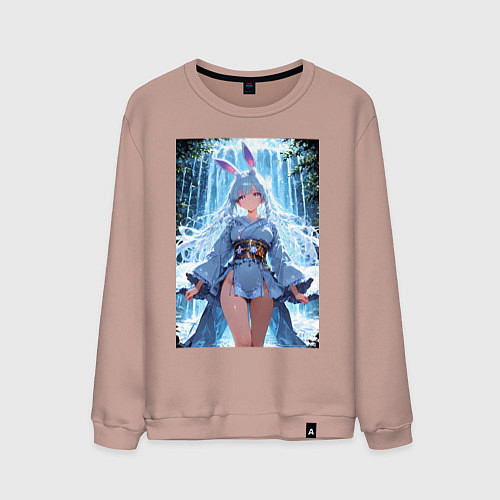 Мужской свитшот Зайка в гармонии с природой / Пыльно-розовый – фото 1