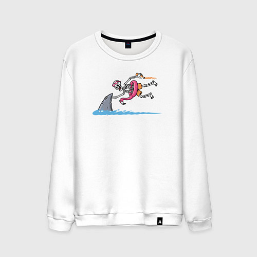 Мужской свитшот Скелет и акула / Белый – фото 1