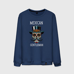 Свитшот хлопковый мужской Мексиканский джентльмен череп муэрто, цвет: тёмно-синий