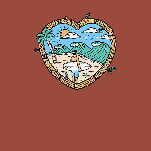 Мужской свитшот Люблю серфинг / Кирпичный – фото 3