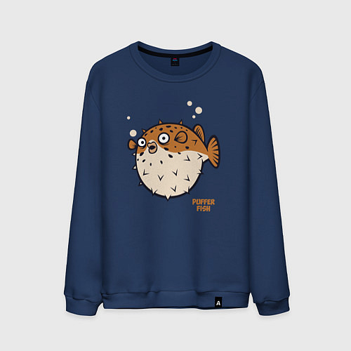 Мужской свитшот Рыбка фугу / Тёмно-синий – фото 1
