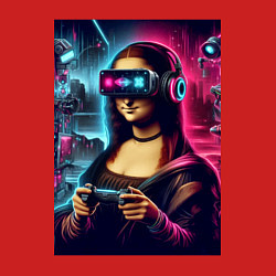 Свитшот хлопковый мужской Mona Lisa is an avid gamer - fantasy, цвет: красный — фото 2