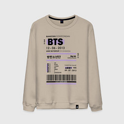 Свитшот хлопковый мужской Bts ticket, цвет: миндальный