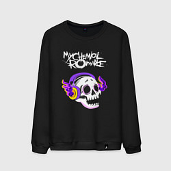 Свитшот хлопковый мужской My Chemical Romance - неоновый череп, цвет: черный