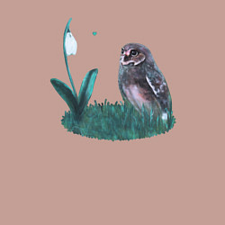 Свитшот хлопковый мужской Сова и подснежник, цвет: пыльно-розовый — фото 2