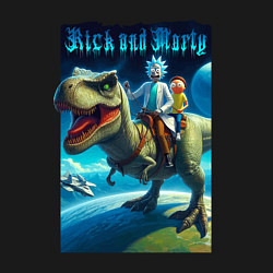 Свитшот хлопковый мужской Рик и Морти верхом на тираннозавре, цвет: черный — фото 2