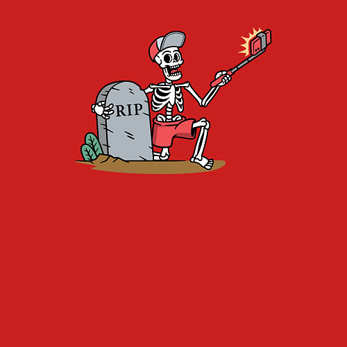 Мужской свитшот Селфи скелетик / Красный – фото 3