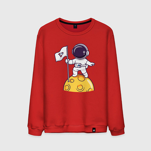 Мужской свитшот Астронавт прибыл на луну / Красный – фото 1
