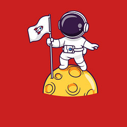 Свитшот хлопковый мужской Астронавт прибыл на луну, цвет: красный — фото 2