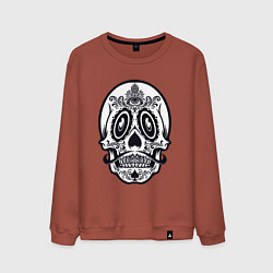 Свитшот хлопковый мужской Skull Mexico, цвет: кирпичный