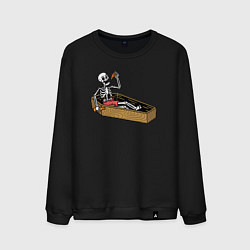 Свитшот хлопковый мужской Death pizza, цвет: черный